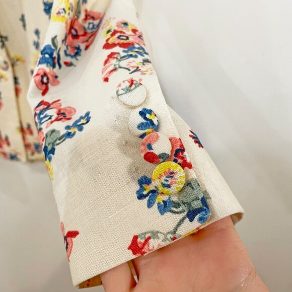 EUC Sezane Christie Floral Linen Cotton Blazer Ecru 36, Small - Picture 6 of 9